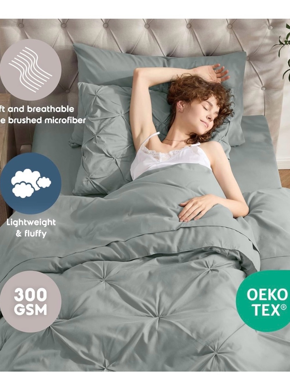 Twin XL Comforter Set - Extra Long 5 Piece Dorm Bedding Sets Color Sage Green